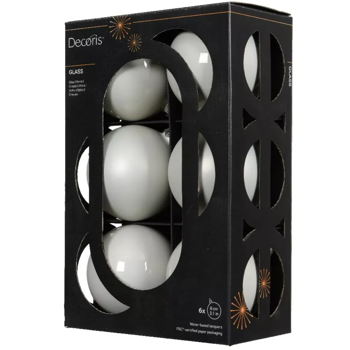 Set di 6 palline di Natale in vetro (D80 mm) Boreale Bianco