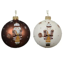 Set di 6 palline di Natale in vetro (D80 mm) Cioccolato Schiaccianoci
