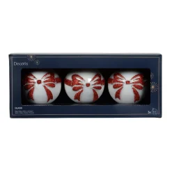 Set di 3 Palline di Natale in vetro (D80 mm) Scarlette Bianco e Rosso