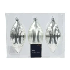 Set di 3 palline di Natale in vetro (D60 mm) Goccia preziosa Argento