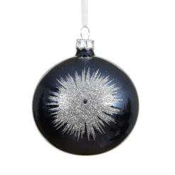Set di 6 palline di Natale in vetro (D80 mm) Scintilla d'inverno Blu notte e Argento