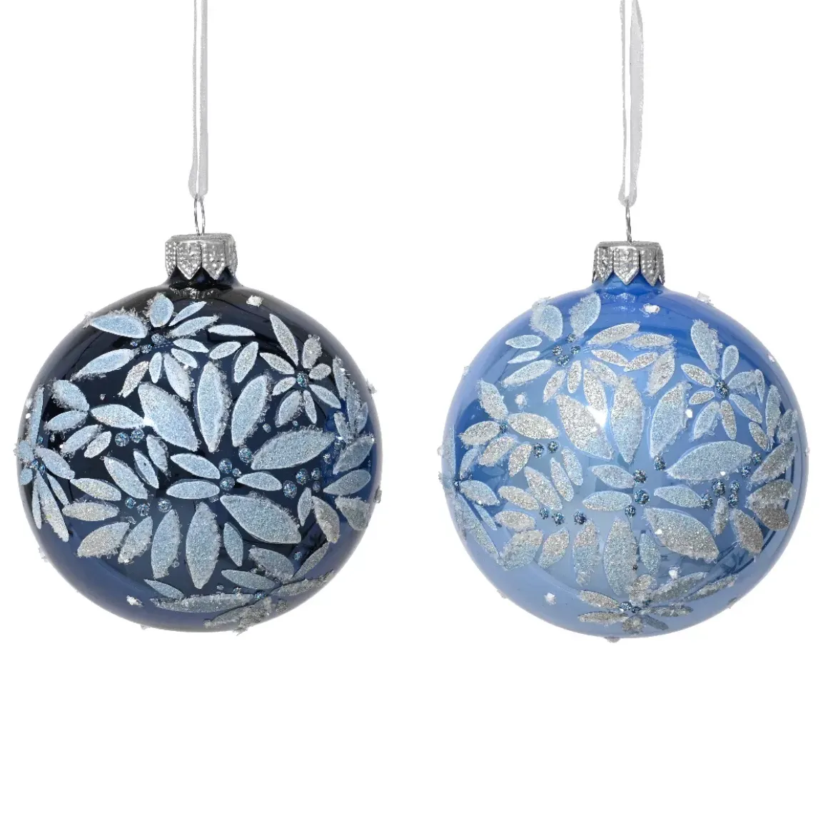 Set di 6 palline di Natale in vetro (D80 mm) Scintillio di notte Blu cielo