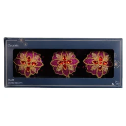 Set di 3 Palline di Natale in vetro (D80 mm) Dahlia Rosso