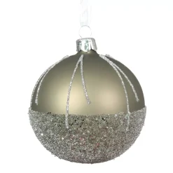 Set di 6 palline di Natale in vetro (D80 mm) Ballotine Verde Rosmarino