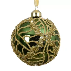 Set di 3 palline di Natale in vetro (D80 mm) Shiny glitter Verde abete