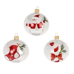 Set di 12 palline di Natale in vetro (D80 mm) Natale Tradizionale Bianco perlato