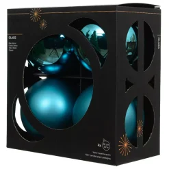 Set di 4 Palline di Natale in vetro (D100 mm) Boreale Blu brillante