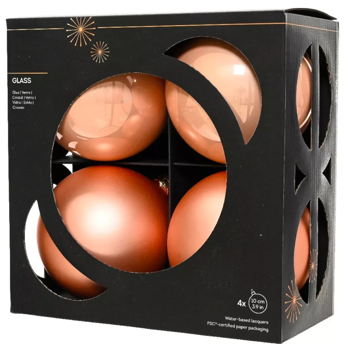 Set di 4 palline di Natale in vetro (D100 mm) Boreale Pesca