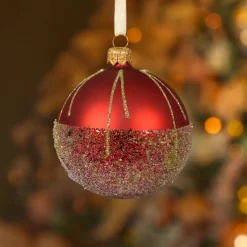 Set di 6 palline di Natale in vetro (D80 mm) Ballotine Rosso