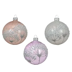 Set di 6 palline di Natale in vetro (D80 mm) Berce du Caucase Perla e Lilla