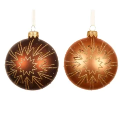 Set di 6 palline di Natale in vetro (D80 mm) Christmas Jazzy Marrone e cognac