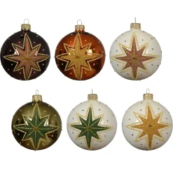 Set di 6 palline di Natale in vetro (D80 mm) Stelle Cadenti Multicolore