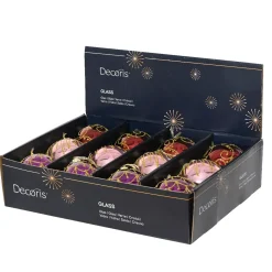 Set di 12 palline di Natale in vetro (D80 mm) Palazzo Italiano Fico e oro