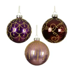 Set di 12 palline di Natale in vetro (D80 mm) Palazzo Italiano Fico e oro