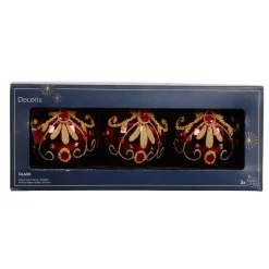 Set di 3 palline di Natale in vetro (D80 mm) Palazzo Bordeaux