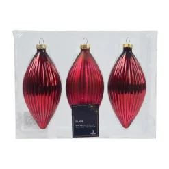 Set di 3 palline di Natale in vetro (D60 mm) Goccia preziosa Rosso