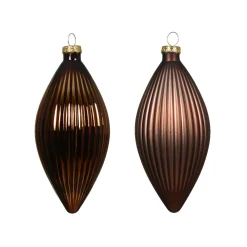 Set di 3 palline di Natale in vetro (D60 mm) Goccia preziosa Marrone caffè