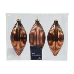 Set di 3 palline di Natale in vetro (D60 mm) Goccia preziosa Marrone caffè