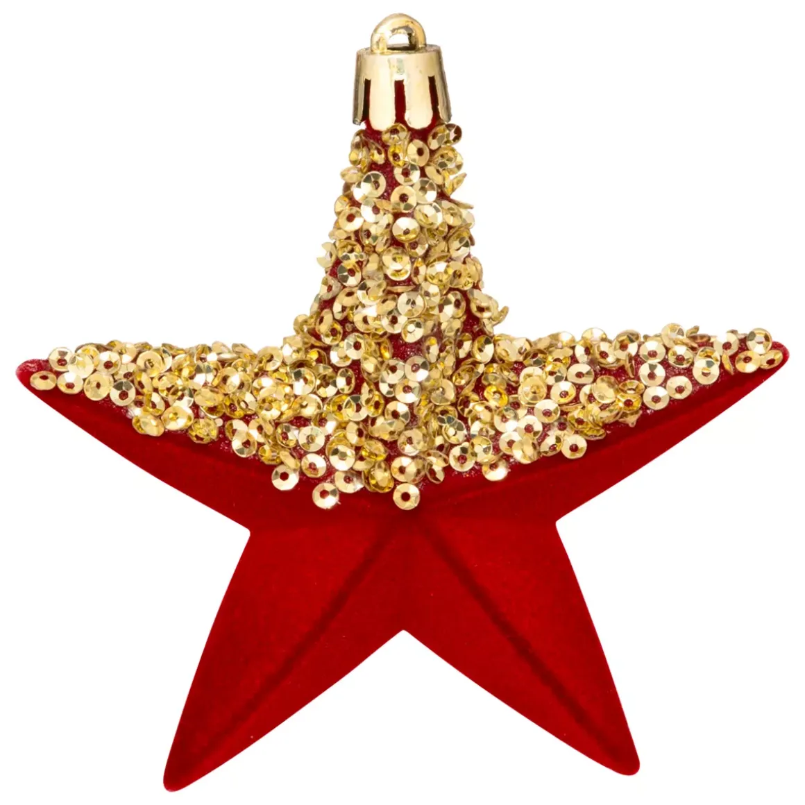 Set di 6 pendenti (H15 cm) Cuori e stelle con paillettes Rosso e Oro