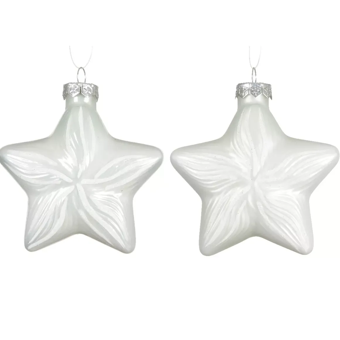 Set di 2 pendenti in vetro (H10 cm) Stelle Celesti Bianco