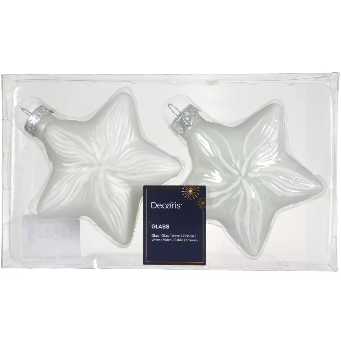 Set di 2 pendenti in vetro (H10 cm) Stelle Celesti Bianco