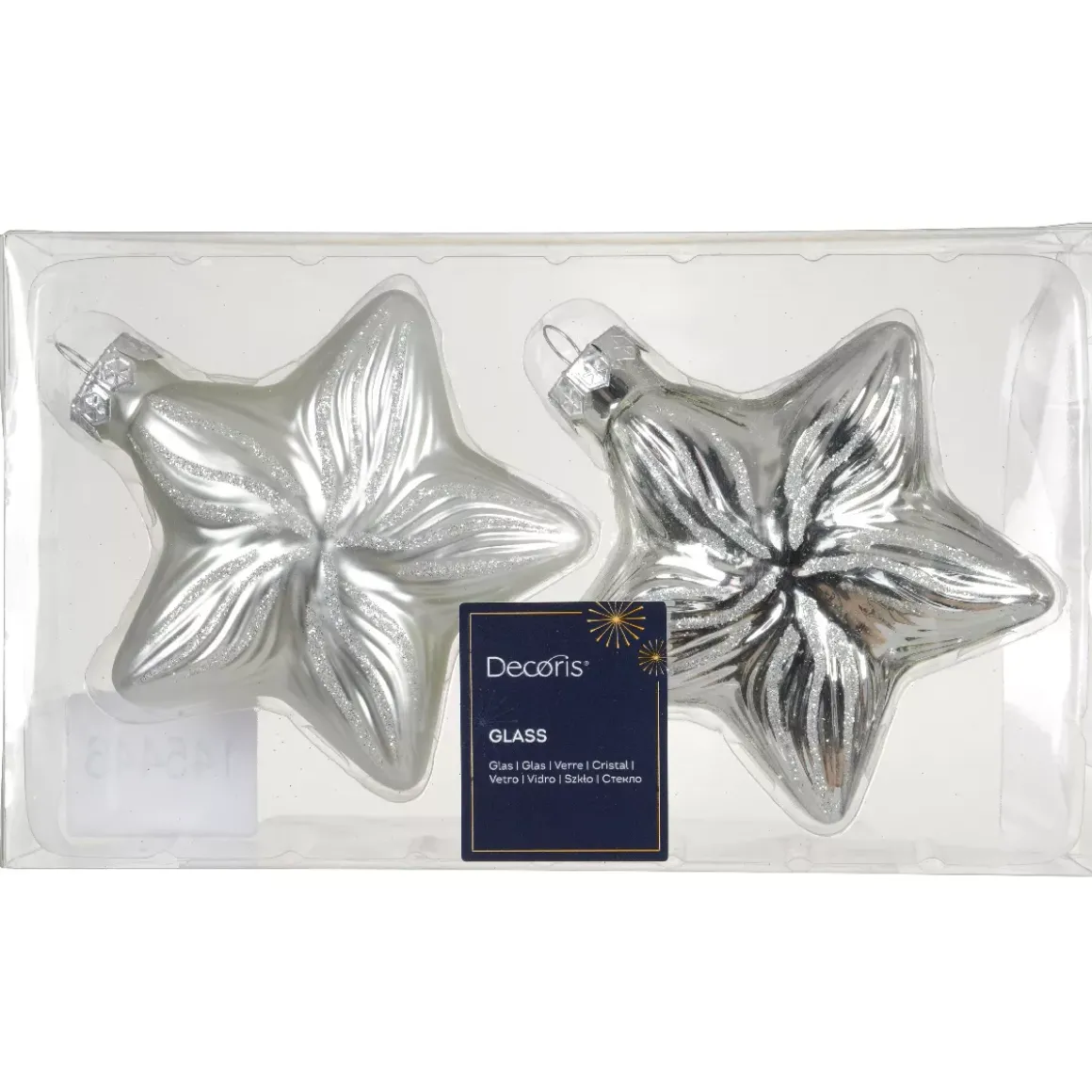 Set di 2 pendenti in vetro (H10 cm) Stelle Celesti Argento