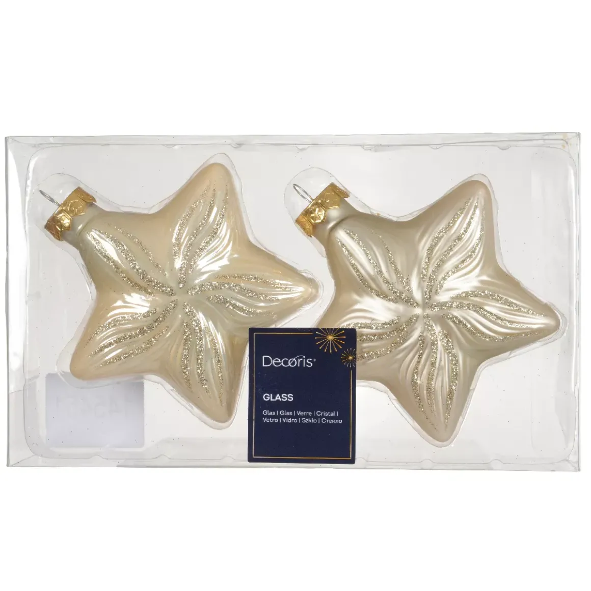 Set di 2 pendenti in vetro (H10 cm) Stelle Celesti Perla