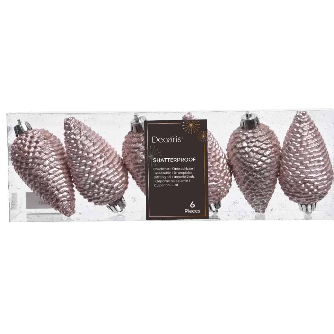 Set di 6 pigne Alpine Rosa cipria