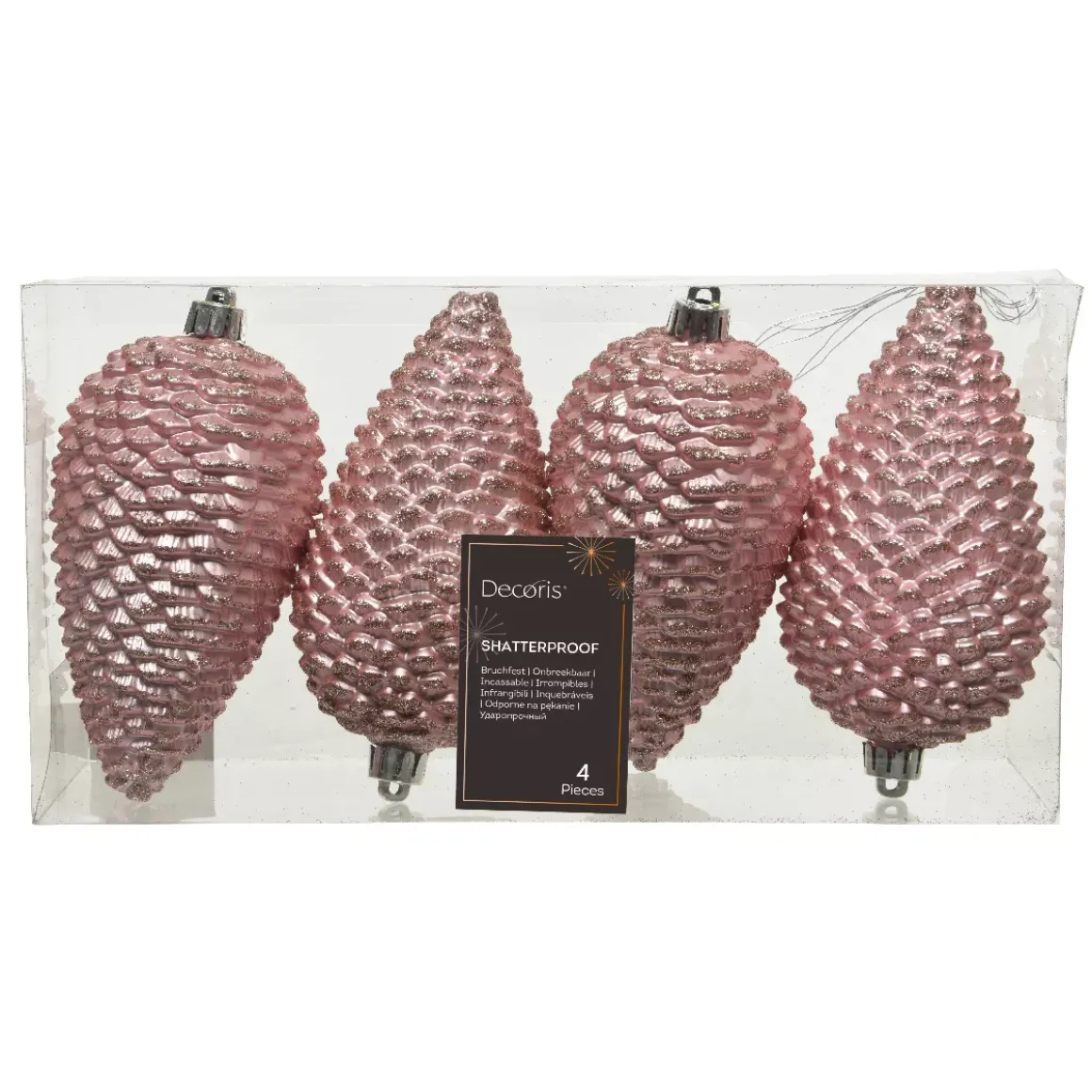 Set di 4 pigne Alpine Rosa cipria