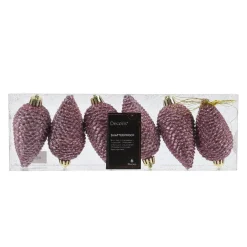 Set di 6 pigne da appendere (H8 cm) Alpine Vecchio rosa