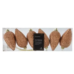 Set di 6 pigne da appendere (H8 cm) Alpine Cognac