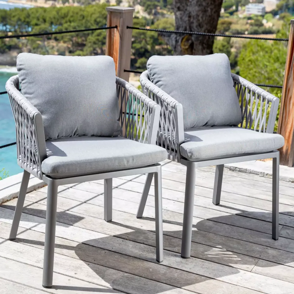 Discount Set di 2 poltrone da giardino Amalfi Grigio Sedie Da Giardino