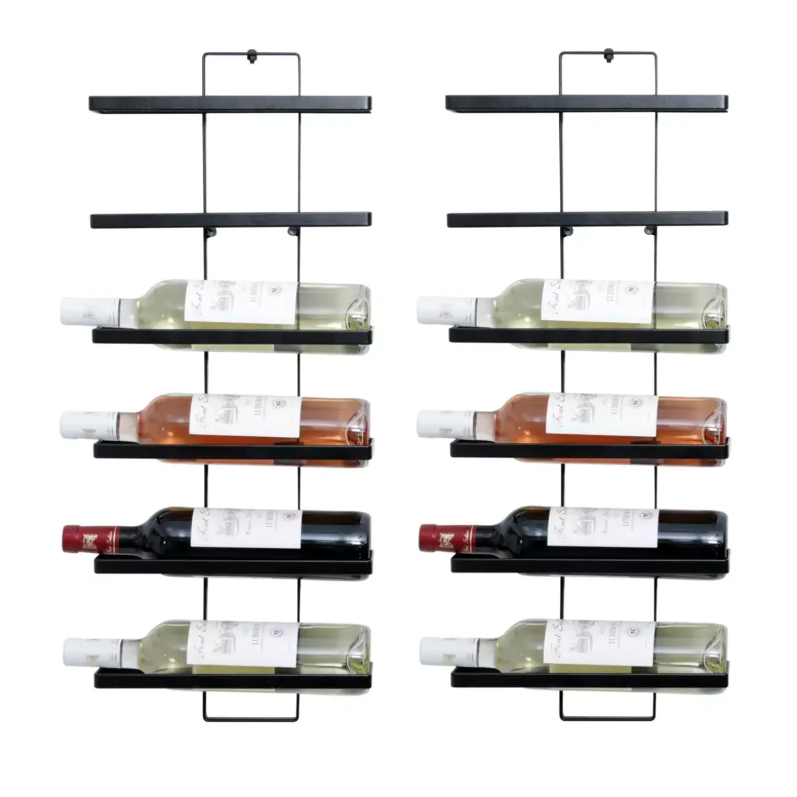 Set di 2 portabottiglie da parete metallo 12 scompartimenti (Alt 139 cm) Léo Nero