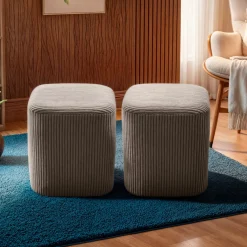 Sale Set di 2 pouf in velluto (H38 cm) Shan Pouf, Sgabelli, Bar|Pouf, Sgabelli
