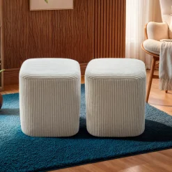 Outlet Set di 2 pouf velluto (Alt 38 cm) Shan Pouf, Sgabelli, Bar|Pouf, Sgabelli