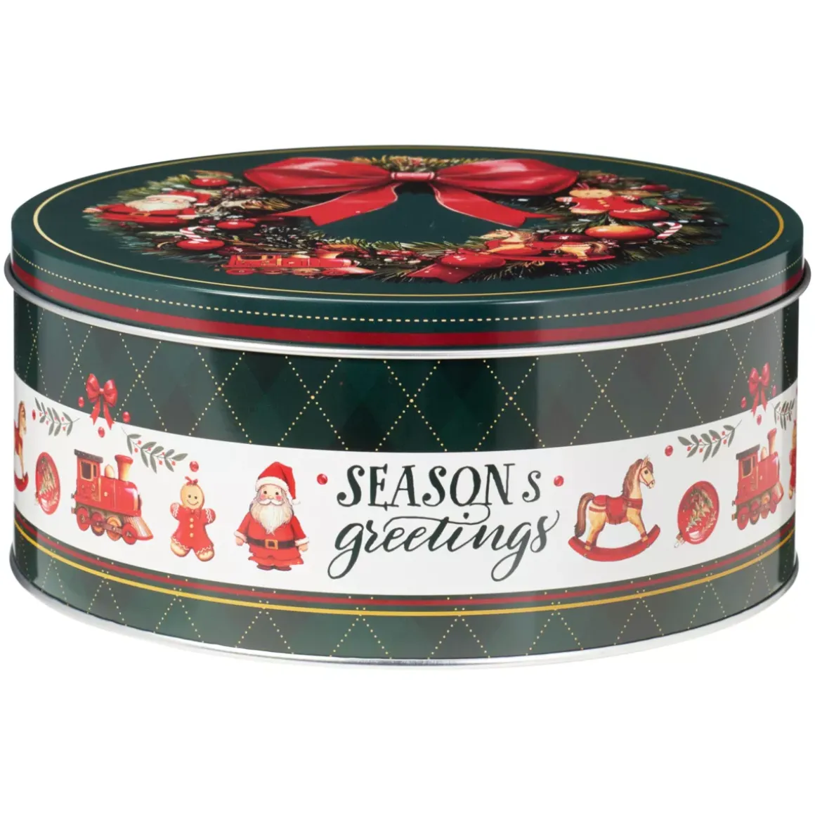 Set di 3 scatole di metallo rotonde Bello Natale