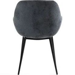 Set di 2 sedie da pranzo in tessuto chenille (seduta 48 cm) Zola Grigio scuro