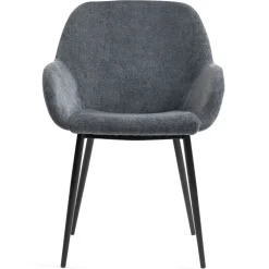 Set di 2 sedie da pranzo in tessuto chenille (seduta 48 cm) Zola Grigio scuro