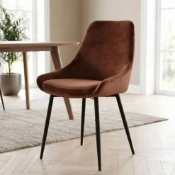 Set di 2 sedie da pranzo in velluto (seduta 47 cm) Juno Marrone
