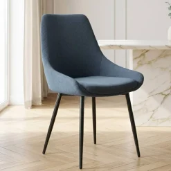 Set di 2 sedie da pranzo in velluto a coste (seduta 47 cm) Juno Blu
