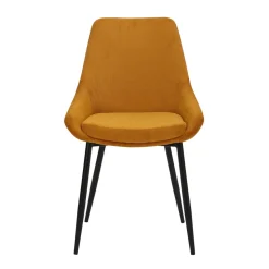 Set di 2 sedie da pranzo in velluto a coste (Altezza seduta 47 cm) Juno Giallo curry