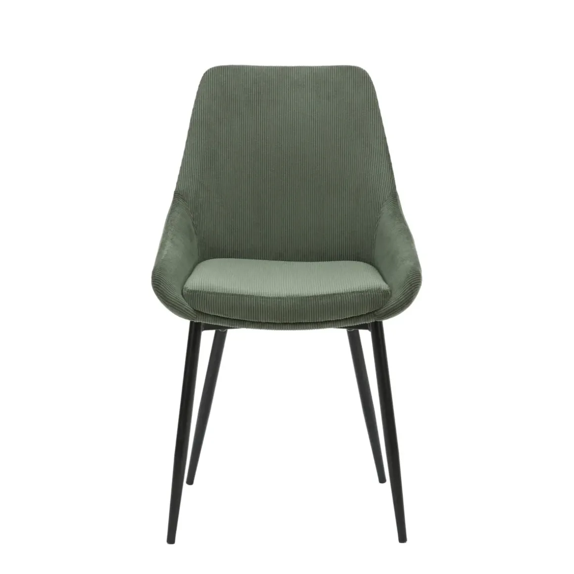 Set di 2 sedie da pranzo in velluto a coste (seduta 47 cm) Juno Verde cachi