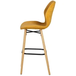 Set di 2 sedie per isola centrale con schienale in tessuto (Altezza seduta 65cm) Malika Giallo senape