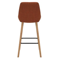 Set di 2 sedie per isola centrale con schienale in tessuto (Altezza seduta 67cm) Juno Cognac gambe in rovere