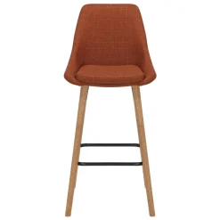 Set di 2 sedie per isola centrale con schienale in tessuto (Altezza seduta 67cm) Juno Cognac gambe in rovere
