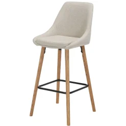 Set di 2 sedie per isola centrale con schienale in tessuto (Altezza seduta 67cm) Juno Crema gambe in rovere