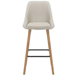 Set di 2 sedie per isola centrale con schienale in tessuto (Altezza seduta 67cm) Juno Crema gambe in rovere