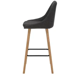 Set di 2 sedie per isola centrale con schienale in tessuto (Altezza seduta 67cm) Juno Grigio antracite gambe in quercia