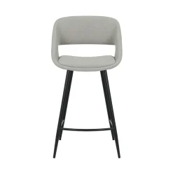 Set di 2 sedie per isola centrale con schienale in tessuto (seduta 68cm) Kosmo Ecru