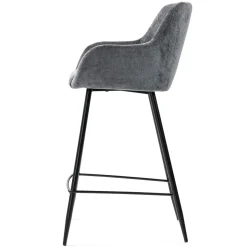 Set di 2 sedie per isola centrale con schienale in tessuto chenille (seduta 65cm) Zola Grigio